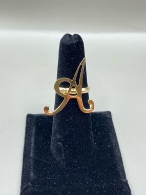 Italy Gold Vermeil Cursive Inital A Ring